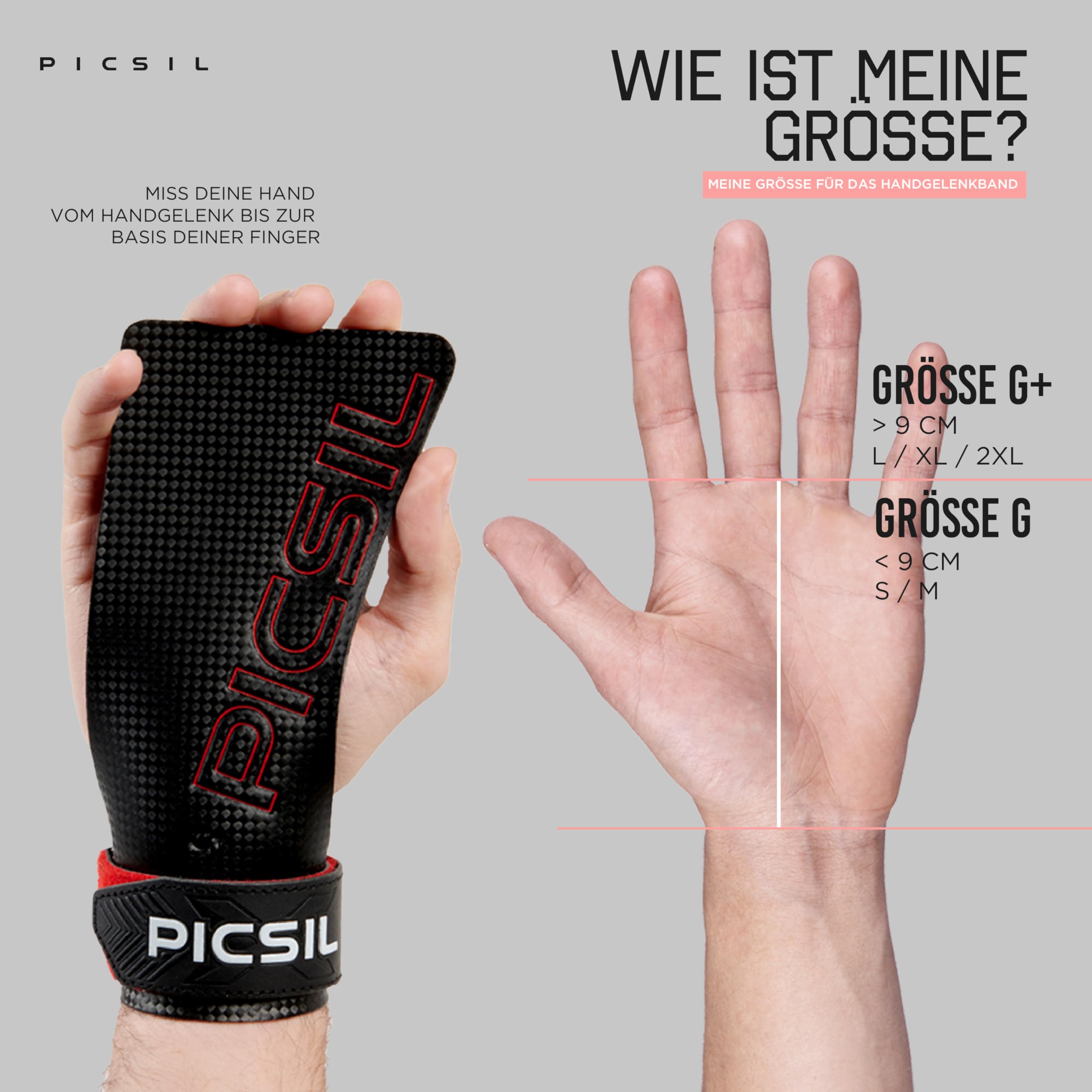 PICSIL RX Hand Grips – Profi‑Griffpolster aus Carbonfaser in Profi‑Qualität, Chalk‑kompatibel & Handschutz für Calisthenics, Krafttraining & Gymnastik