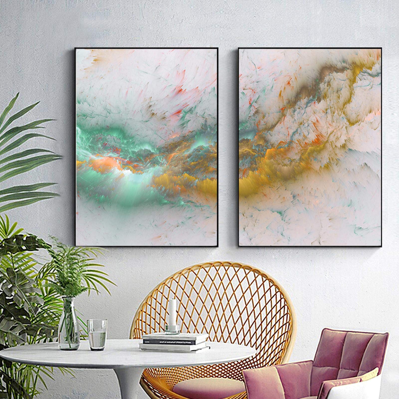Impression grand format sur toile vert or abstrait 2 pièces 60x90 - 8