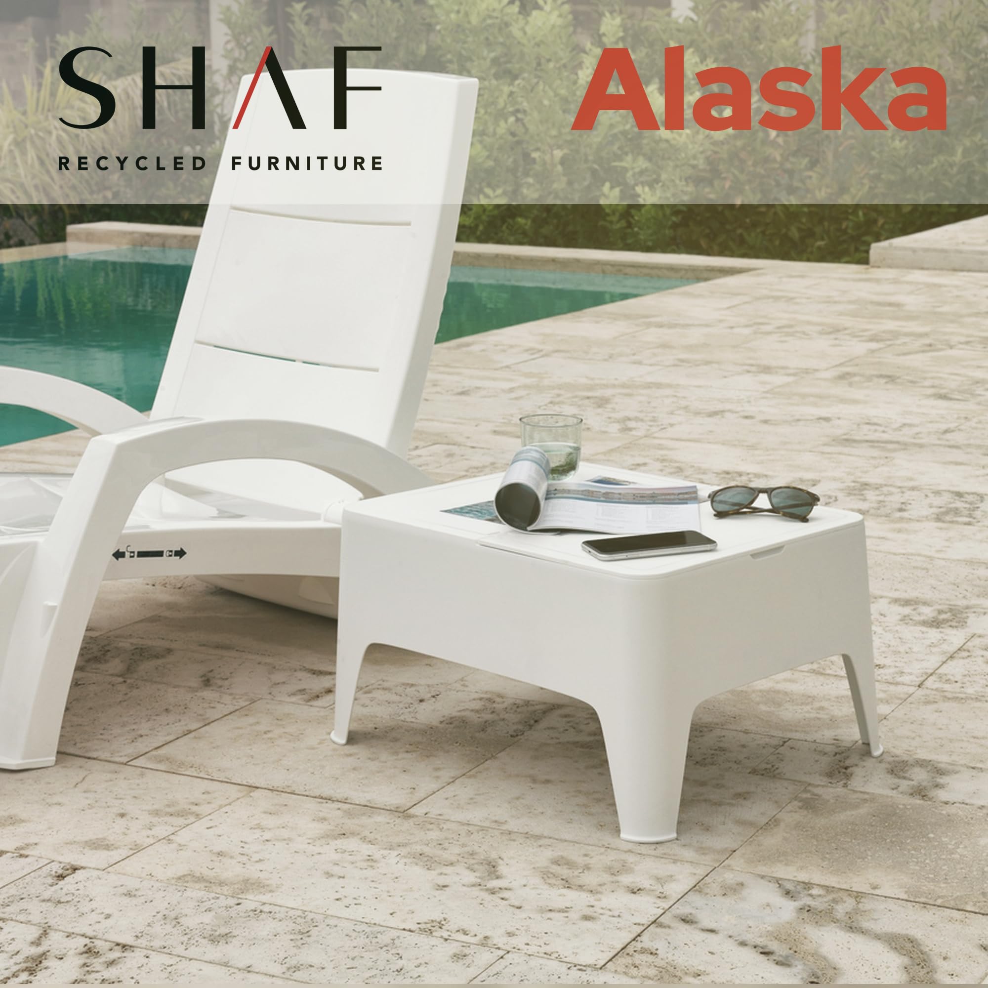 Shaf Alaska Tavolino Da Giardino 58 x 48 x 30 cm Bianco