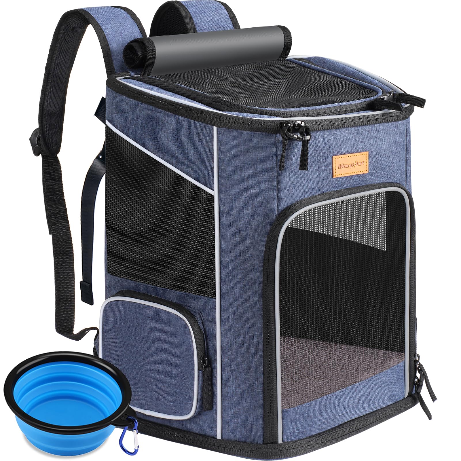 Katzenrucksack & Hunderucksack Faltbar – Belüfteter Tragerucksack Mit Sicherheitsleine, Gepolstert, 36,1 X 25,4 Cm, Oxford-Gewebe, Für Reisen, Wandern, Tierarzt