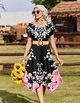 Zeagoo Womens Casual Dress for Summer Short Sleeve Loose Flowy Beach Dress with Pockets Hankerchief Flare Midi Sundress 2026