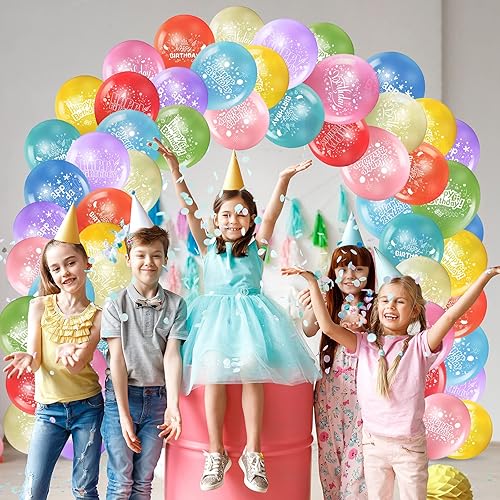 Miniatura 6 de Zomiboo 48 globos de 12 pulgadas de látex coloridos estampados de feliz cumpleaños para mujeres y hombres, decoración de fiesta