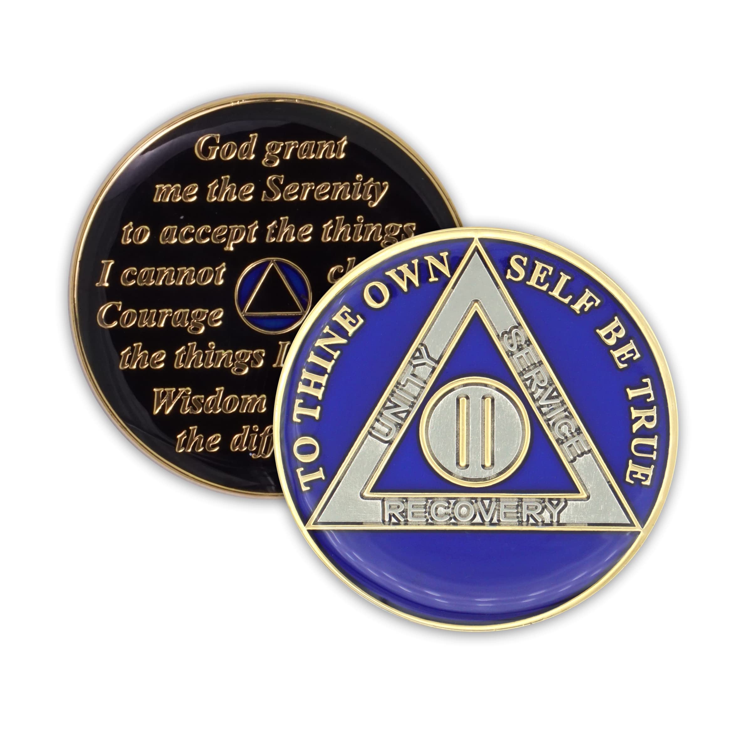 2 Year Sobriety Coin | Triplate AA Chip Recovery Anniversary Token (Blue)