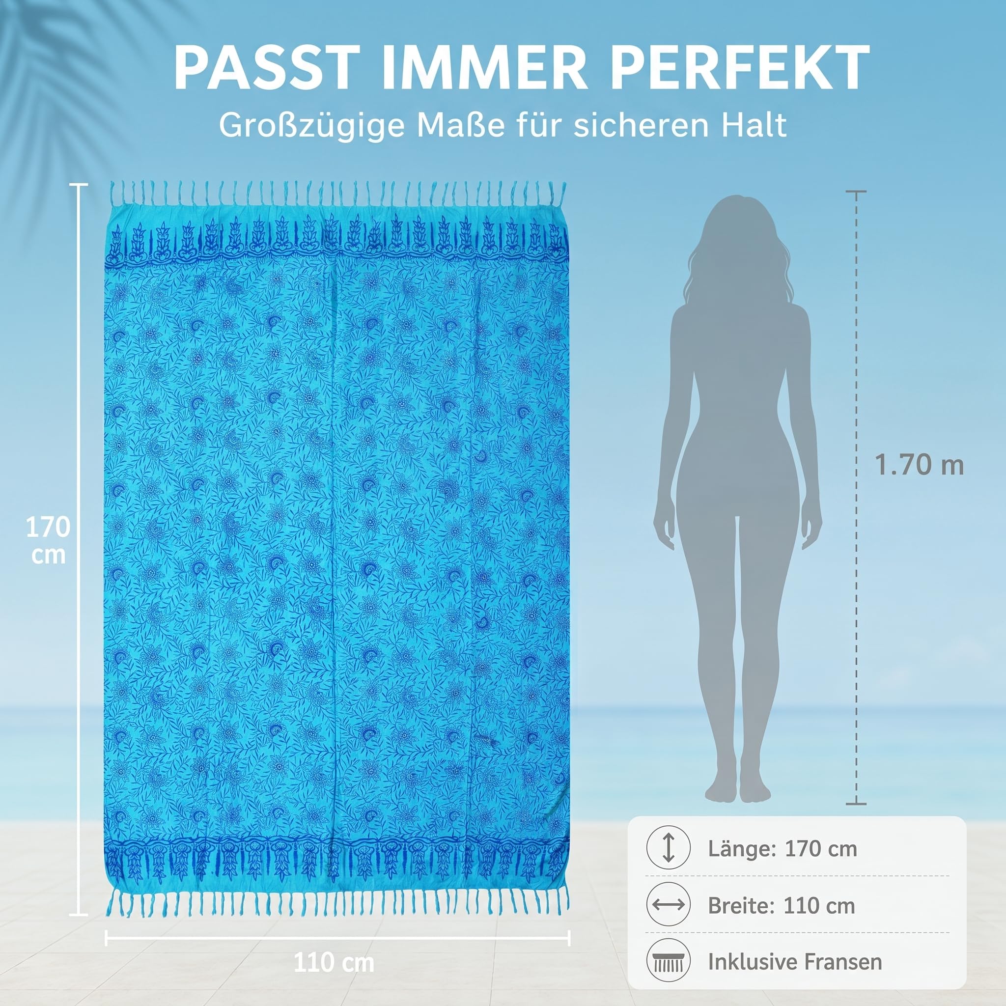 ok. 100 modeli w sklepie Sarong ręcznik plażowy Pareo spódnica kopertowa Loop niebieska Sar39