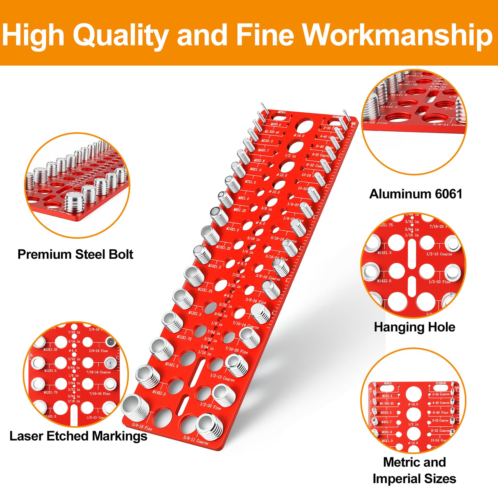 Thread Checker - SAE & Metric Bolt Size Tool -6