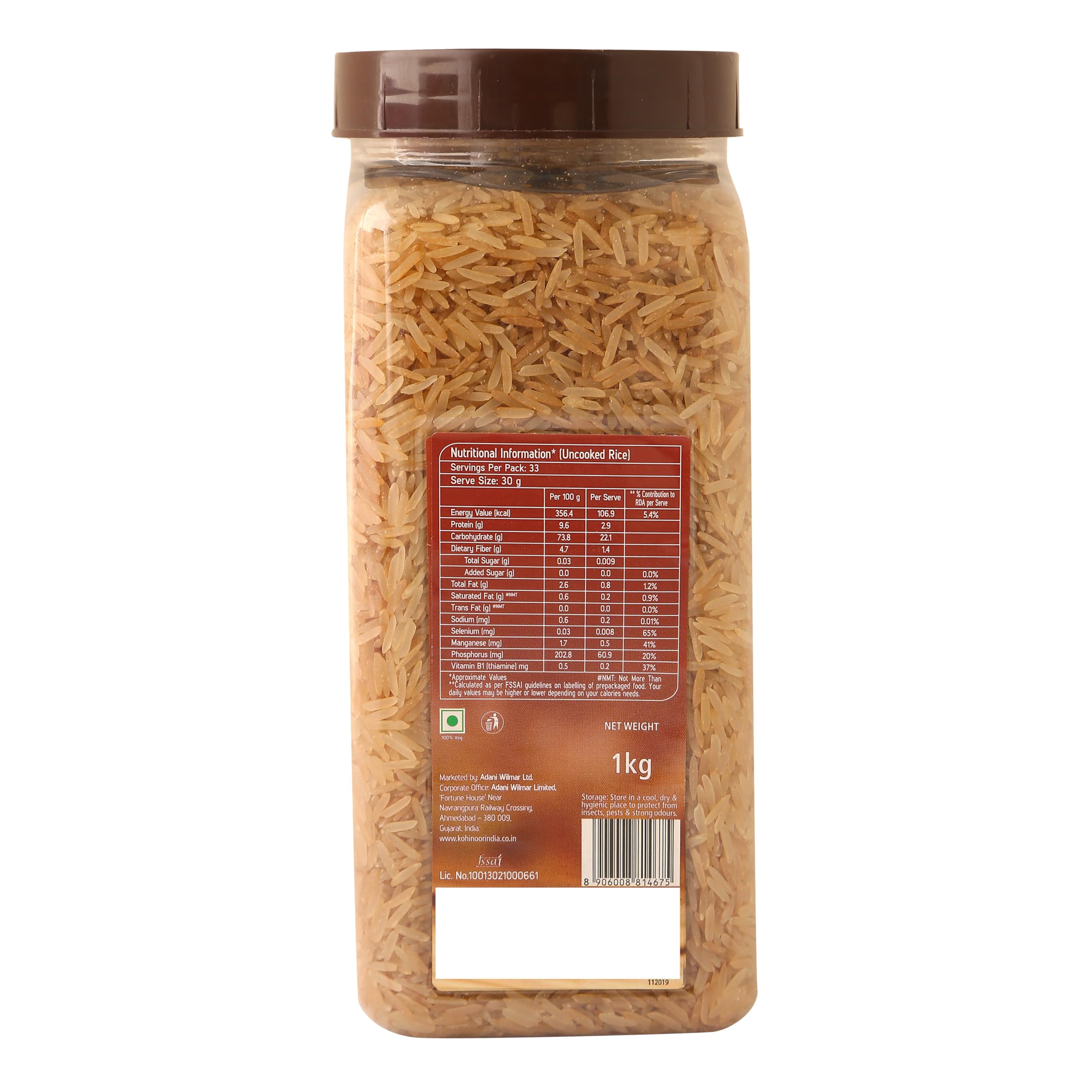 Kohinoor Brown Authentic Basmati Rice 1 Kg Jar – Rich Aroma & Long Grain Rice - Image 2 thumbnail