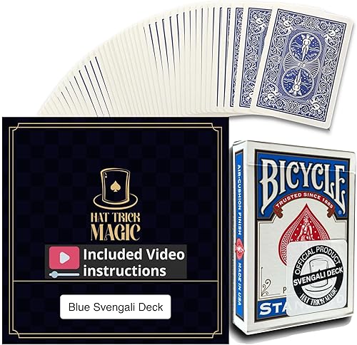 Hat Trick Magic Ilusiones de cartas para magos principiantes a profesionales aparición, teletransporte, transformando milagros (Baraja Svengali azul)