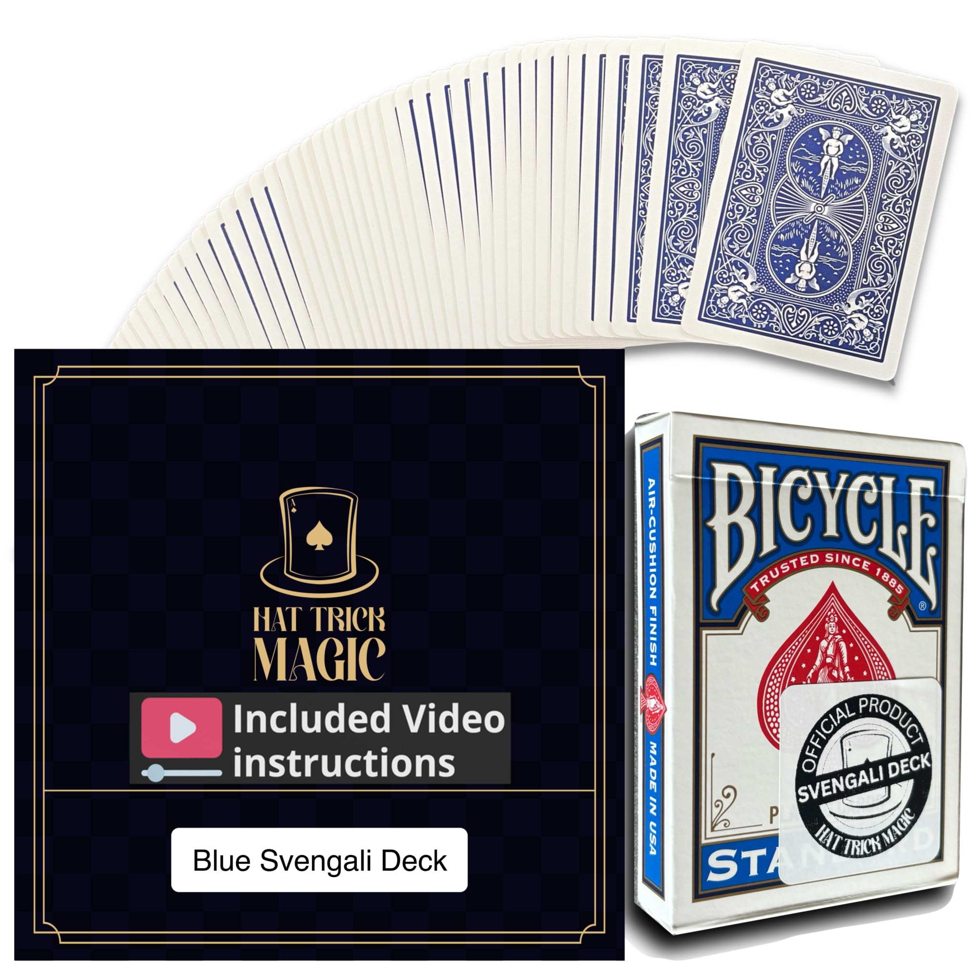 Hat Trick Magic Card Illusions for Beginner to Professional Wizards - Appearing, Teleporting, Transforming Miracles (Blue Svengali Deck)