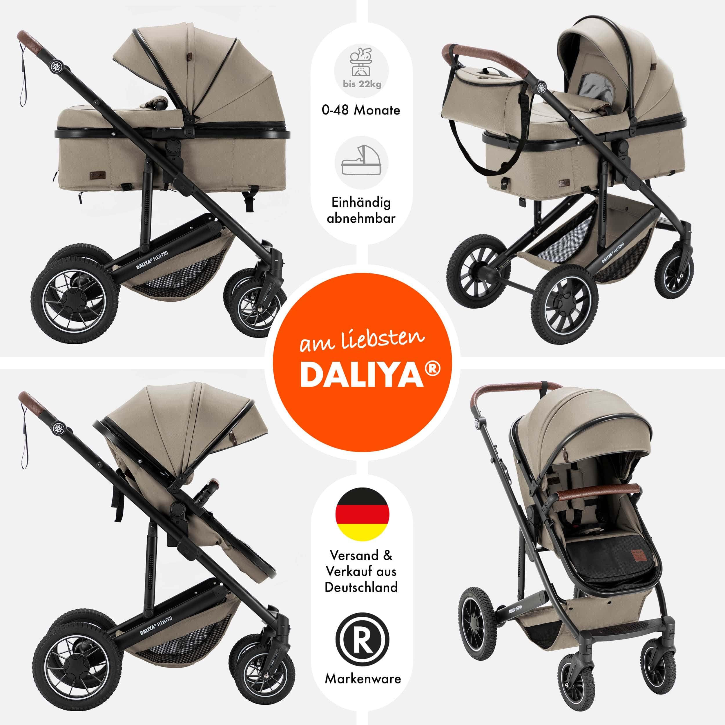 Daliya® FLEXI-PRO M 2in1 Kinderwagen & Buggy (Beige Leinen)