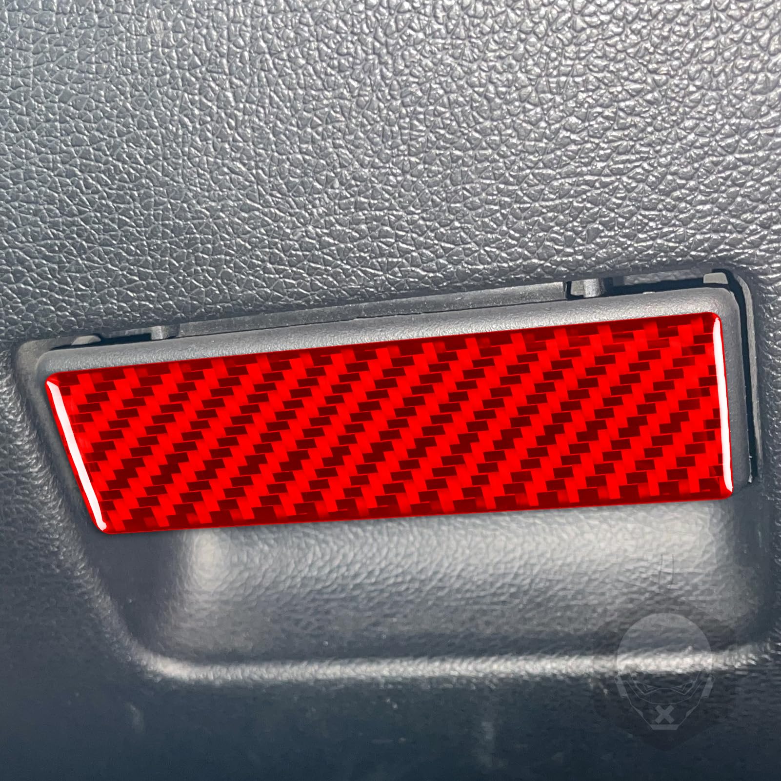 PJFUS Real 3K Red Carbon Fiber Car Co-Pilot Glove Storage Box Handle Switch Panel Decorative Strip Sticker Auto Interior Trim Accessories Compatible with Ford Mustang Shelby 2009-2014