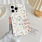 RALEAVO Floral Case for iPhone 13 Pro Max, Flower Branch Pattern Design Cute Cover Case for Girls Women Slim Thin Soft Silicone Shockproof Anti-Slip Phone Case for iPhone 13 Pro Max (6.7"),Beige | for iPhone 13 Pro Max Case with Cute Flower Branch Pa