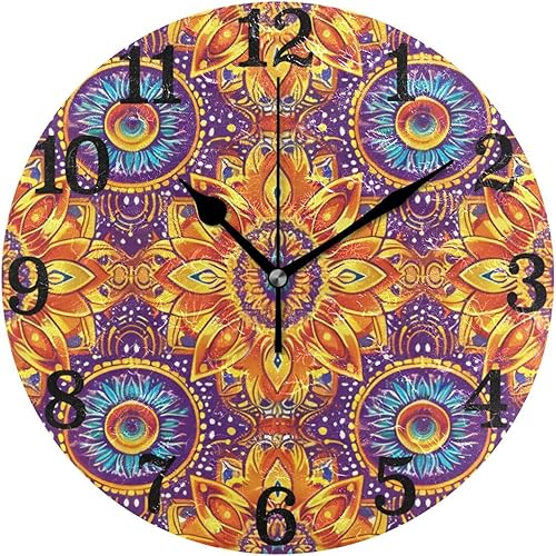 Miniatura 1 de KLL Gorgeous Retro Peacock Feathers 10 Inch Round Shop Wall Clock Quiet Easy to Use for Farmhouse Farmhouse Bedroom reloj de pared para cuartos