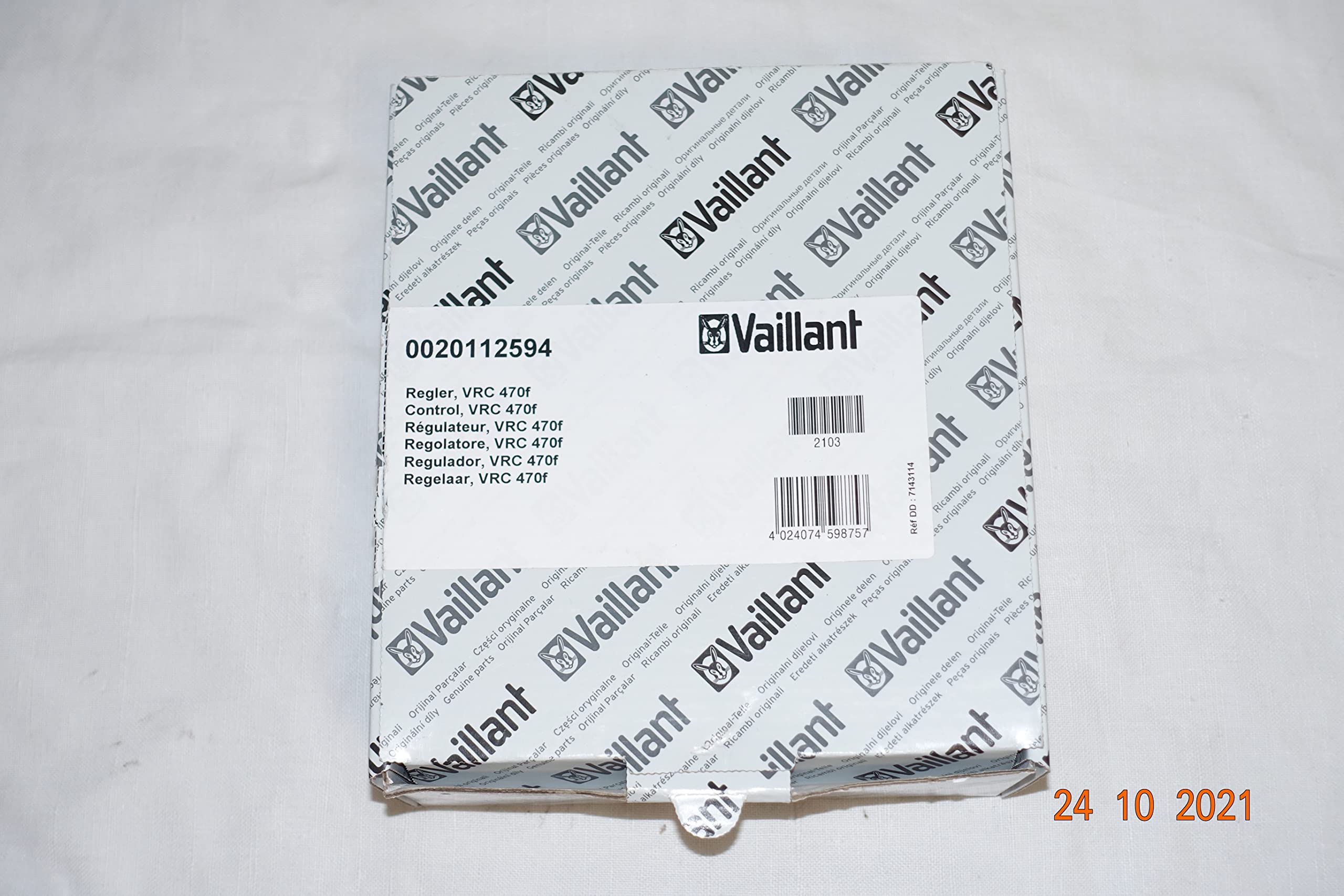 VAILLANT Termostato calorMATIC VRC 470f con 4 pilas de 1,5 V, programa semanal y manual (idioma español no garantizado)