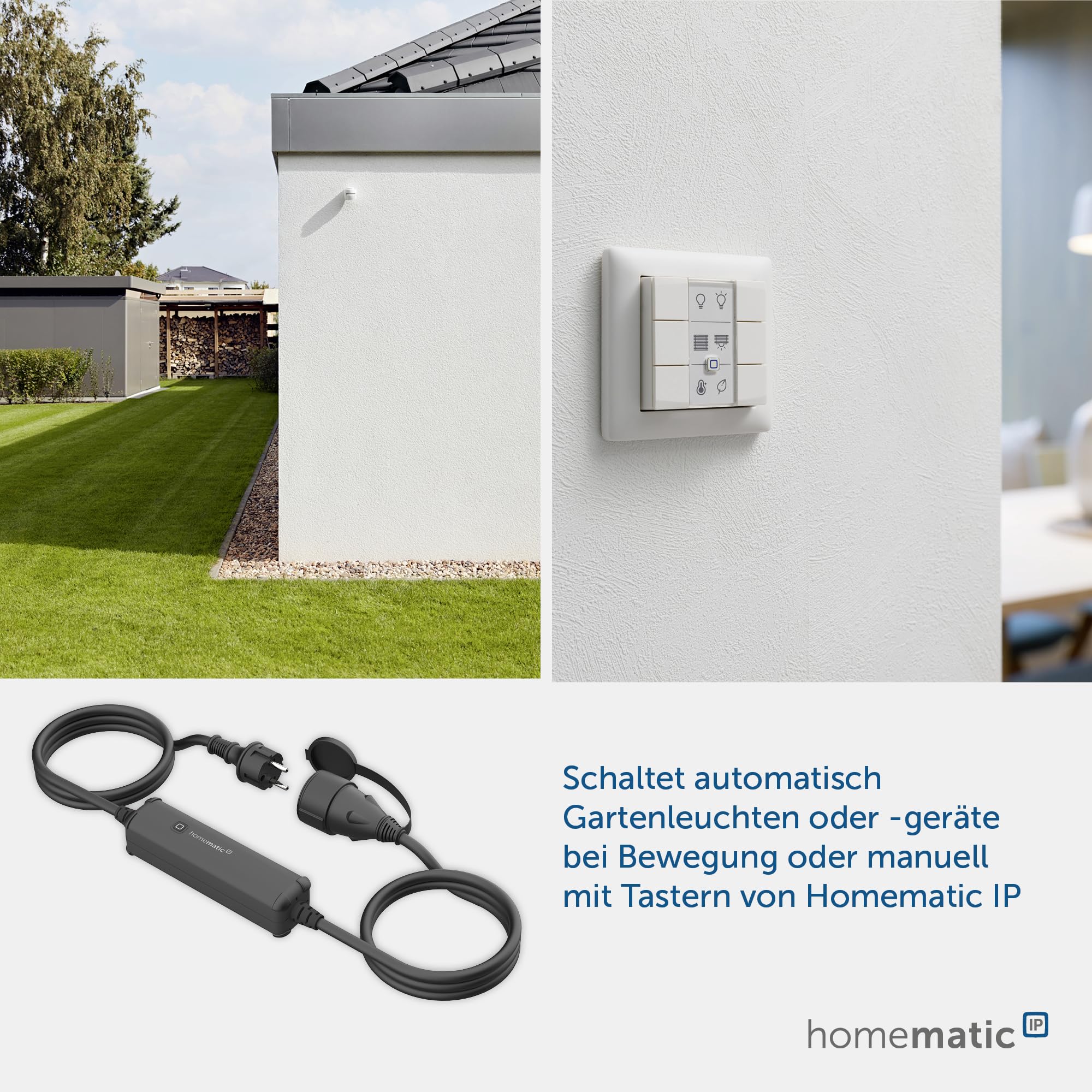 Homematic IP Inteligentny kabel pomiarowy – na zewnątrz, steruje oświetleniem ogrodowym, lampami i urządzeniami smart za pomocą aplikacji, Alexa i Google Assistant, do użytku na zewnątrz, IP44,