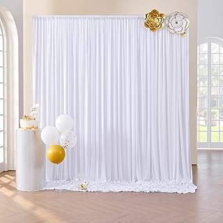 10ftx10ft White Wrinkle Free Backdrop Curtains, Not See Through Background Curtains Backdrop Decorations for Wedding Home Party Supplies