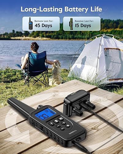 Miniatura 8 de Slopehill Collar de entrenamiento para perros, collar electrónico de choque para perros con control remoto (negro y verde)