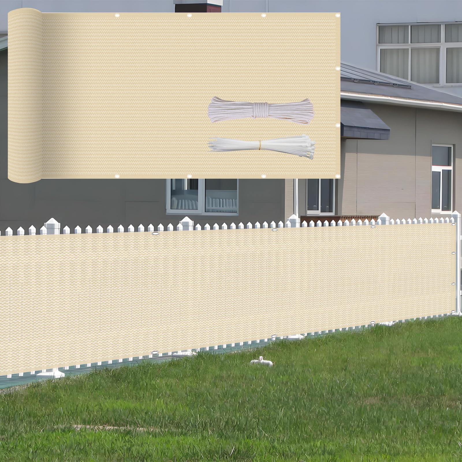 Cache vue balcon respirant 130x375 clôture jardin extérieure anti UV crème