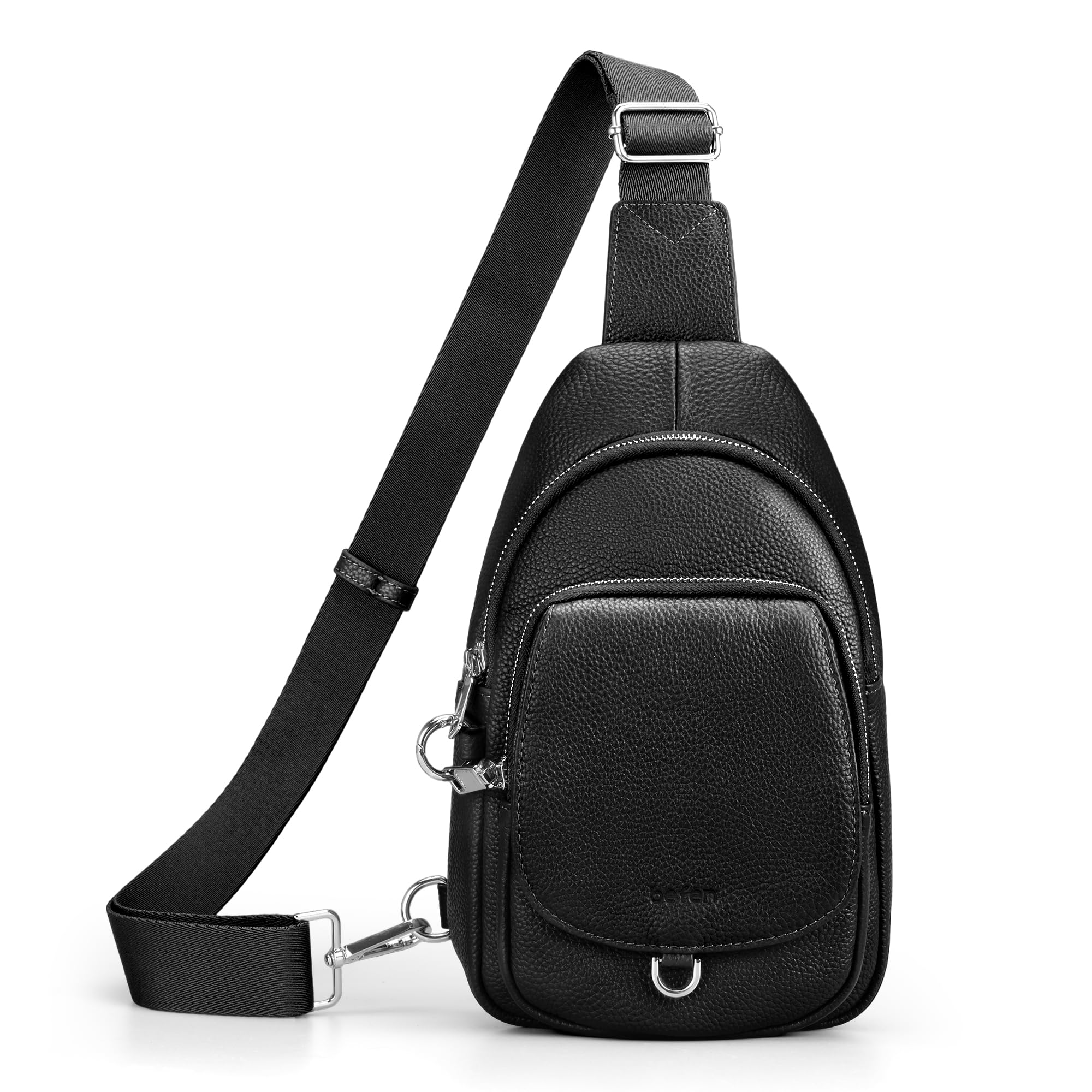 befen Antykradzieżowa torba na ramię z prawdziwej skóry dla kobiet, RFID, mała torba crossbody, torba na klatkę piersiową, skórzana saszetka na podróż