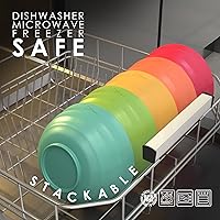 Vista 4 de Juego de cuencos grandes de 60 onzas, cuencos irrompibles aptos para microondas con 6 cuencos grandes para ensalada, servir y cereales