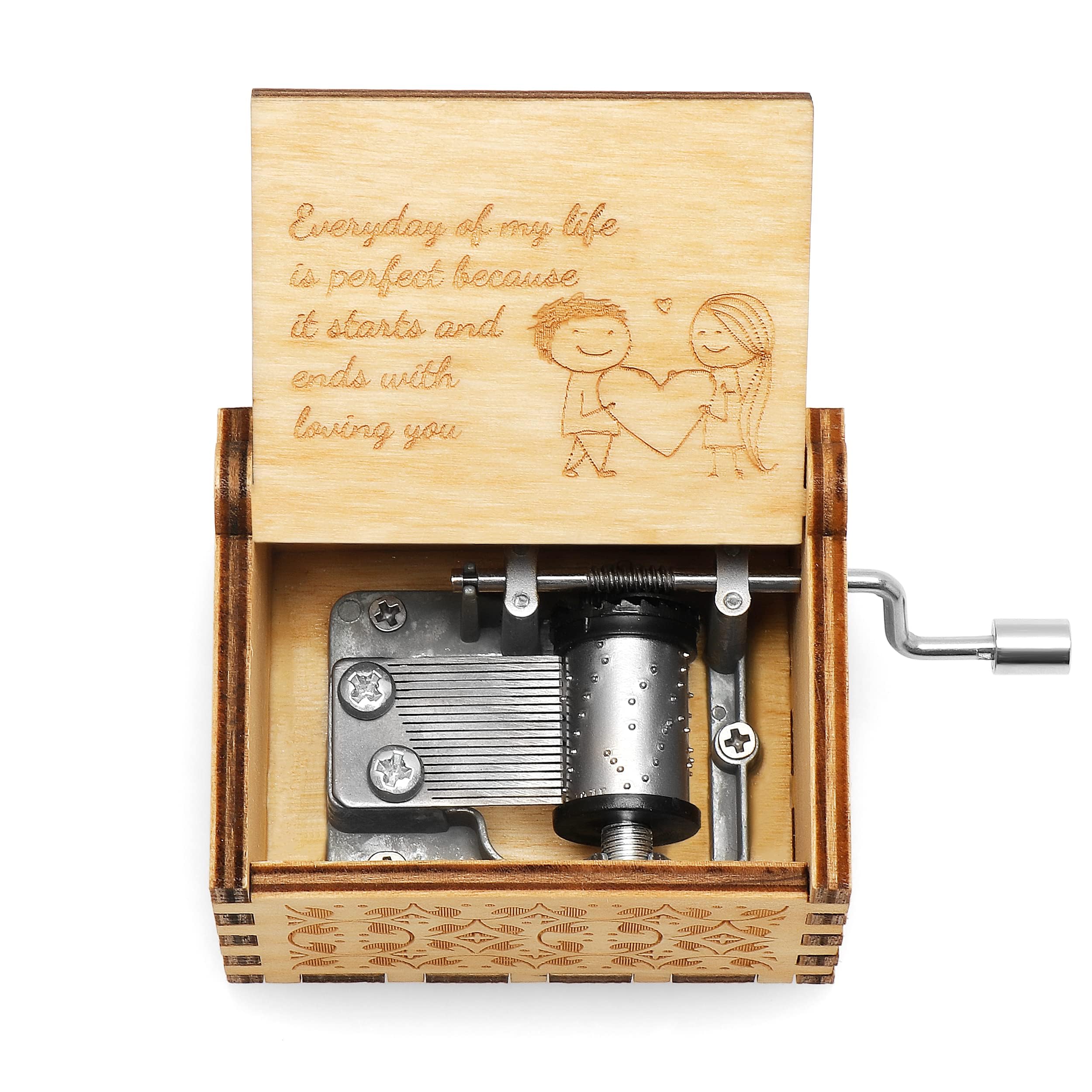 Zugati Women's Love Gift Music Boxes Gift, Valentines Gifts For Her, Engraved Vintage Wooden Love Musical Box, Gifts For Husband And Wife, Wedding Gift, Personalised Gifts & Valentines Day Gift (Love Gift)