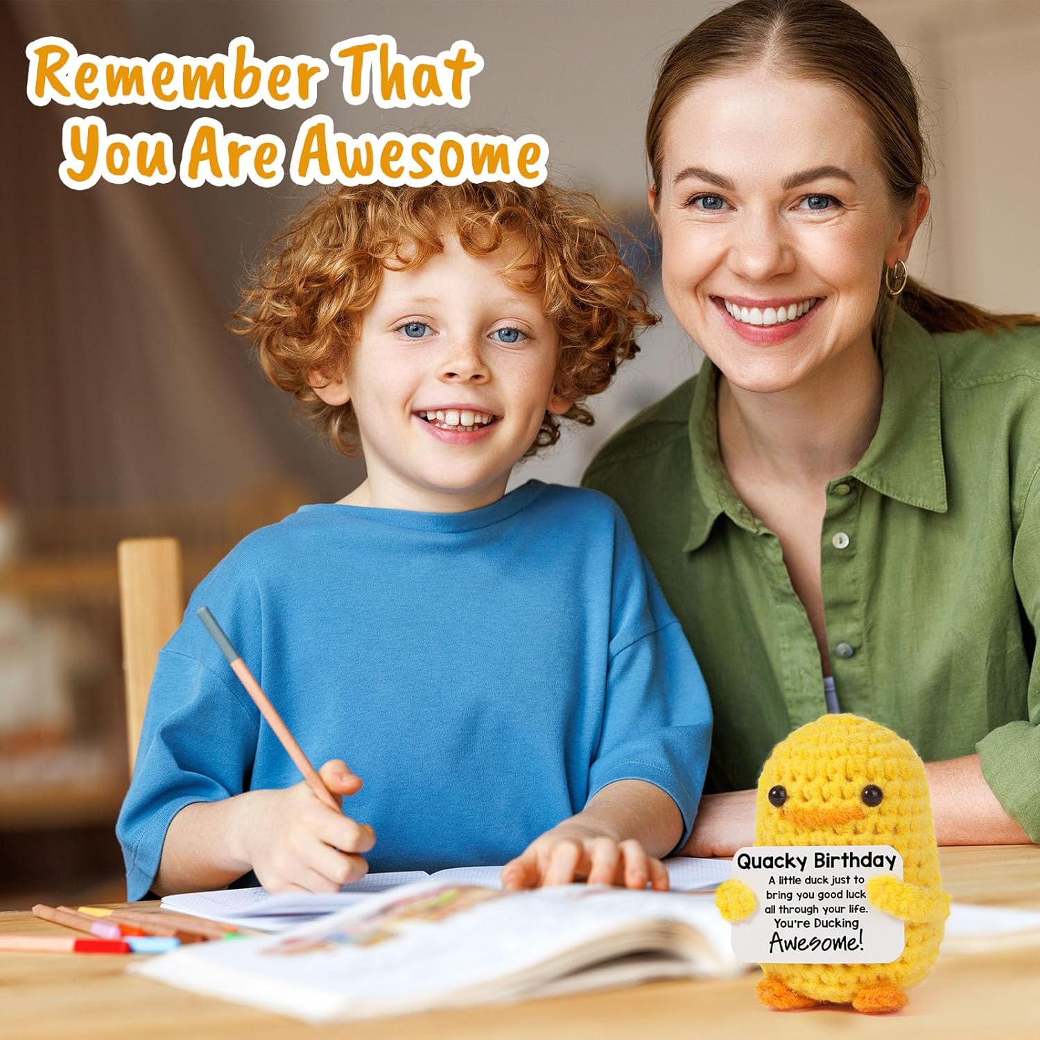 MBL Birthday Gifts for Women Men - Quacky Birthday, You are Awesome Happy Funny Thanksgiving Christmas Stocking Stuffers Crochet Duck for Him Her Teen Boys Girls Sister Best Friends Female Coworkers - Image 5