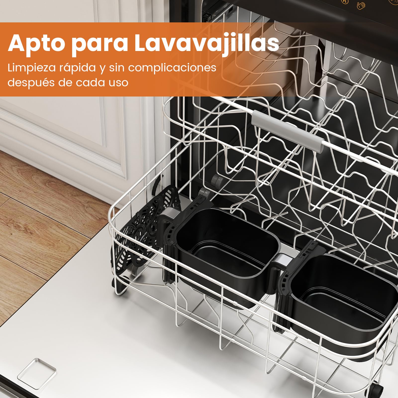 COSTWAY Freidora Aire 8L, XXL, 10 en 1 Air Fryer con Doble Cesta, Pantalla Táctil Digital y Aire Caliente de 360°, 2100W, 6-9 Personas, Apto para Lavavajillas
