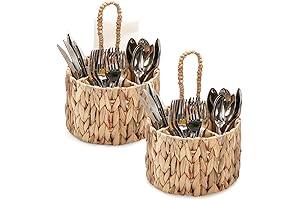 Hiceeden Rattan Caddy 2 Pack Utensil Holders