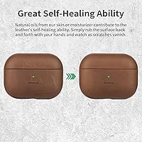 Vista 4 de Belemay Handcrafted Crazy Horse Leather Case for AirPods Pro 3rd Gen (2025), Vintage Aesthetic, Two-Tone Effect, Unique Patina, Compatible with