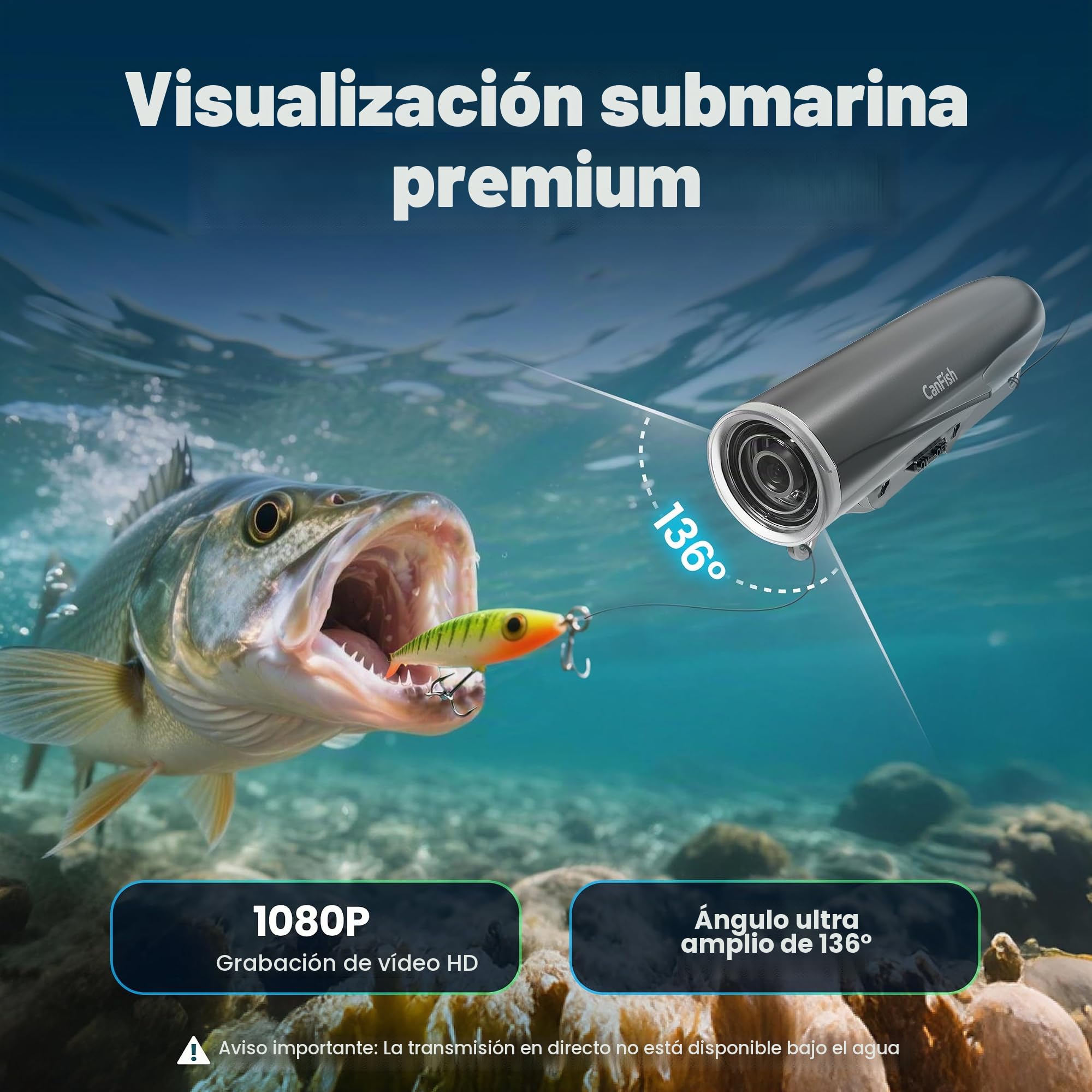 CHASING CamX Cámara de Pesca subacuática, HD 1080P y 136° Ultra Gran Angular, 656 pies ROV Impermeable, detección de Movimiento