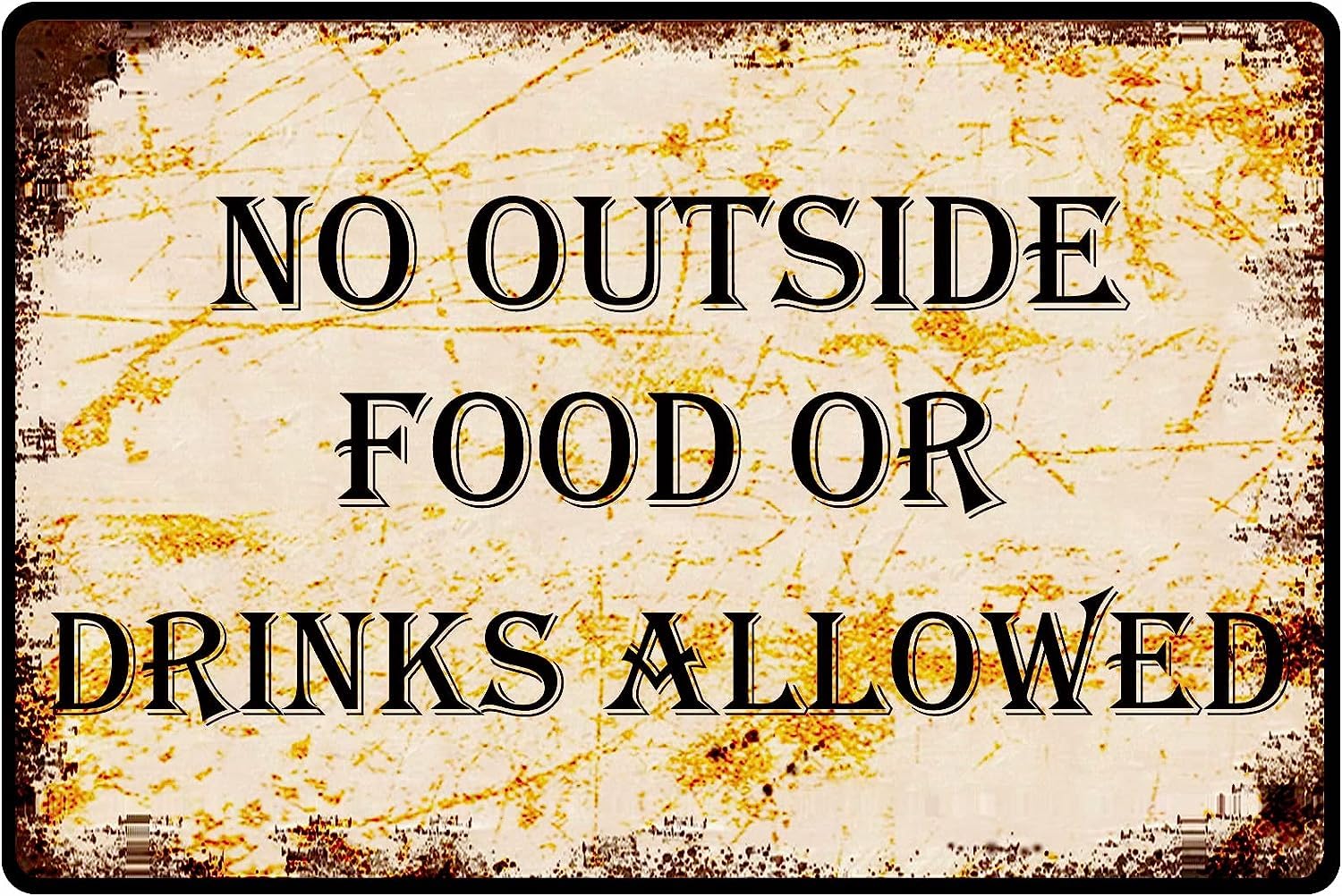 Anceky No Outside Food Or Drinks Allowed Vintage Metal Sign Waterproof Metal Door Wall Sign for Business Restaurants, Prevent Patrons from Bringing Items into Your Business 12x16 inch