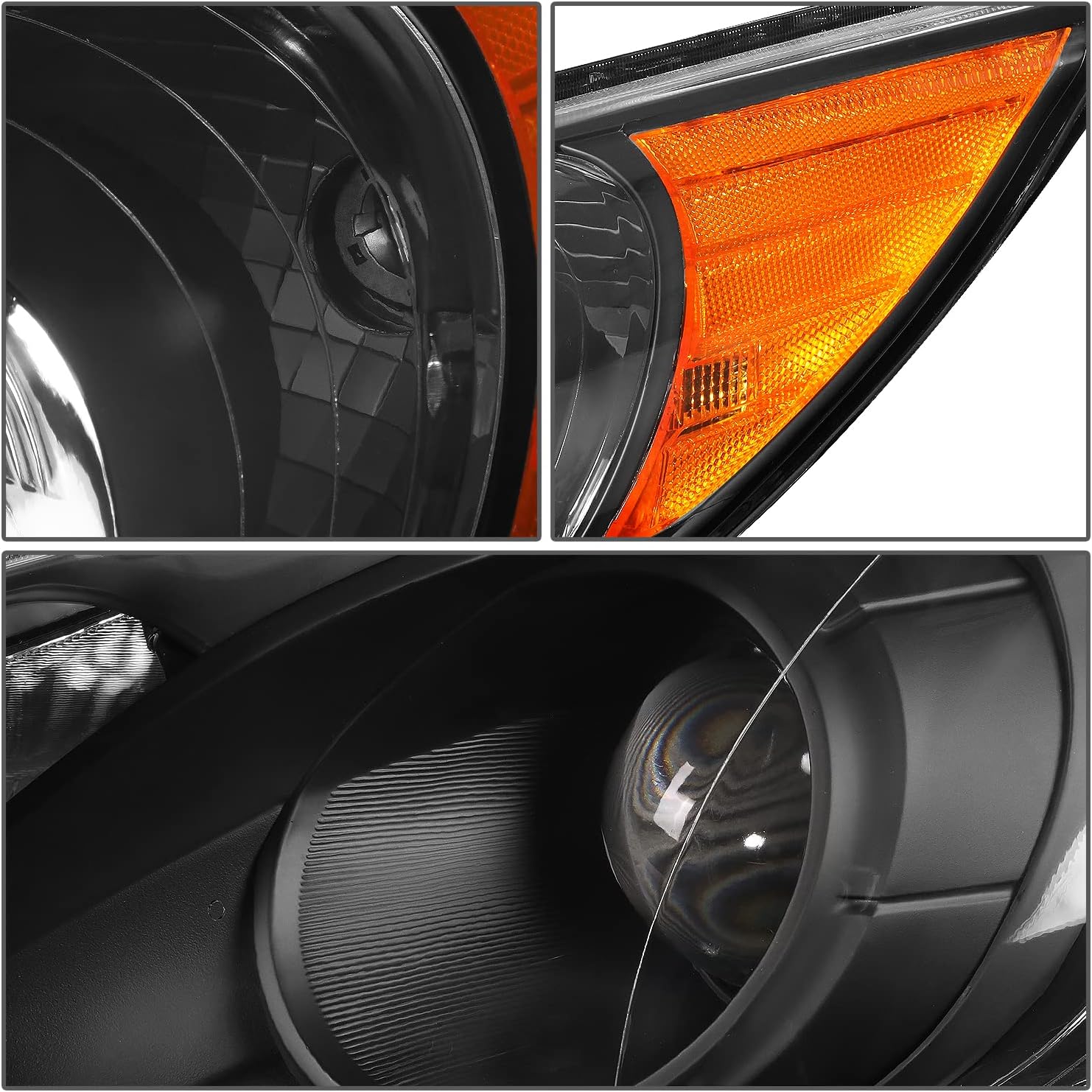 DNA MOTORING HL-OH-HSON11-BK-AM Black Amber Projector Headlights Compatible with 11-14 Hyundai Sonata, NOT Fit HID Headlight Equipped Models or Hybrid Models