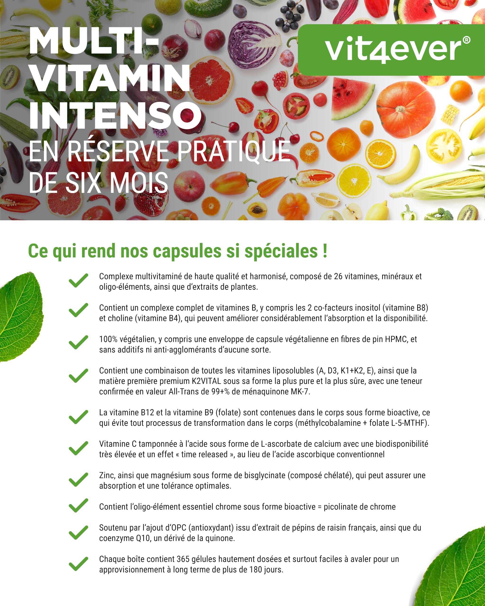 Multivitamines A-Z - 365 Gélules Hautement Dosées avec 26 Formes Bioactives & Matières Premières de Marque - Vitamines + Minéraux - Complexe All In One - Vegan