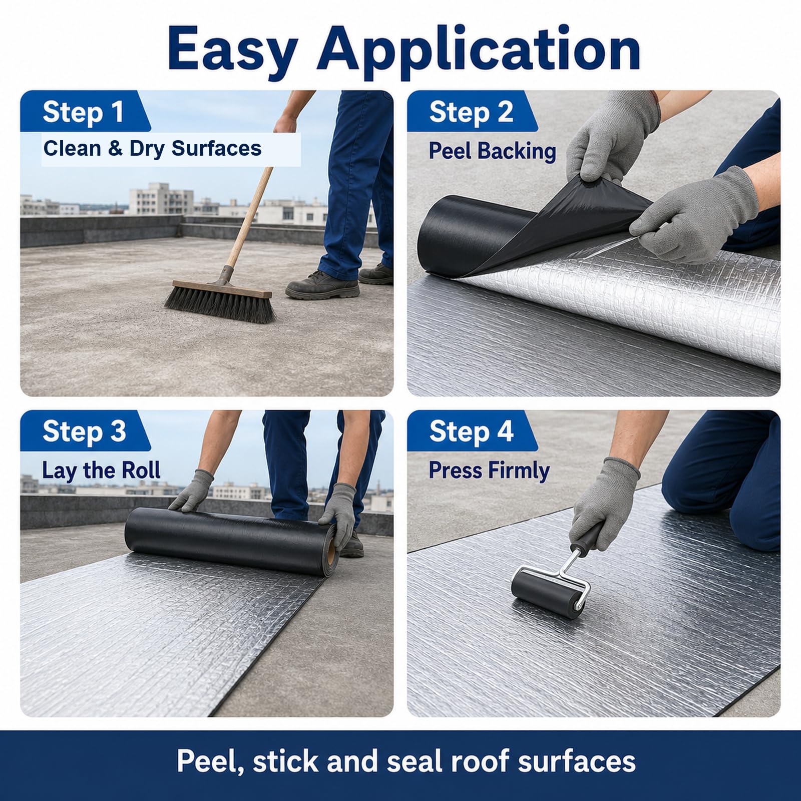 Cinta de Aluminio Impermeable,Rollo Bituminoso Reparación Adhesiva,Cinta autoadhesiva para sellar Asfalto,Banda autoadhesiva bituminosa,Impermeable,para reparación de techos,tejados