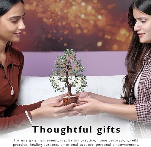 Miniatura 8 de Árbol de la vida con cristales de aventurina y piedras preciosas, árbol del dinero feng shui con cristales de los chakras, cristales de energía,