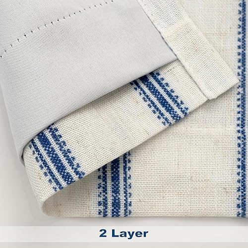 Vista 113 de DriftAway Cortinas opacas de mezcla de lino de 63 pulgadas de largo para dormitorio, cortinas de lino con estampado de rayas verticales, con Gris