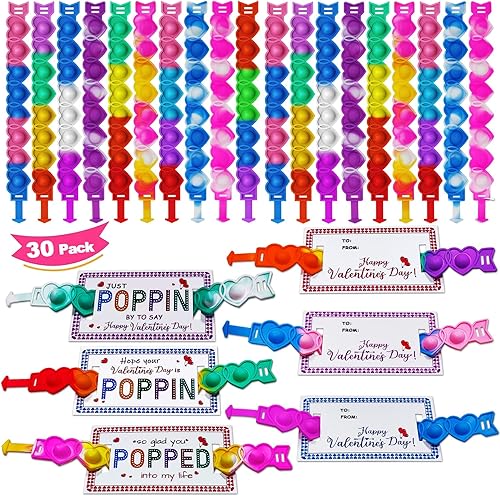 JUNQIU - Tarjetas de San Valentín para la escuela de niños, paquete de 30 tarjetas de San Valentín, tarjetas de intercambio de San Valentín a granel