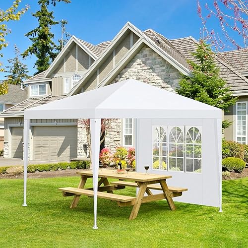 Miniatura 2 de HOTEEL Tienda de campaña para fiestas de 10 x 10 pies con 4 paredes laterales extraíbles para fiestas, bodas, barbacoas, toldo impermeable para