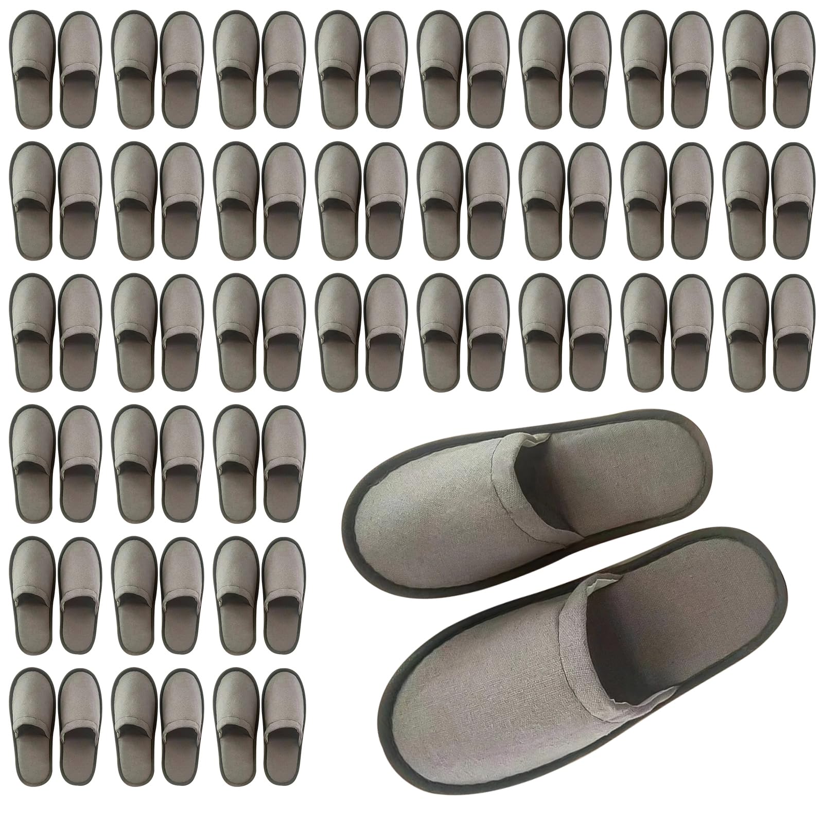 Buachois 30 Pares de Zapatillas de Hotel Desechables para Invitados, Zapatillas de Spa Antideslizantes Zapatillas a Granel para Viajes en Casa Zapatillas Suaves con Punta Cerrada para
