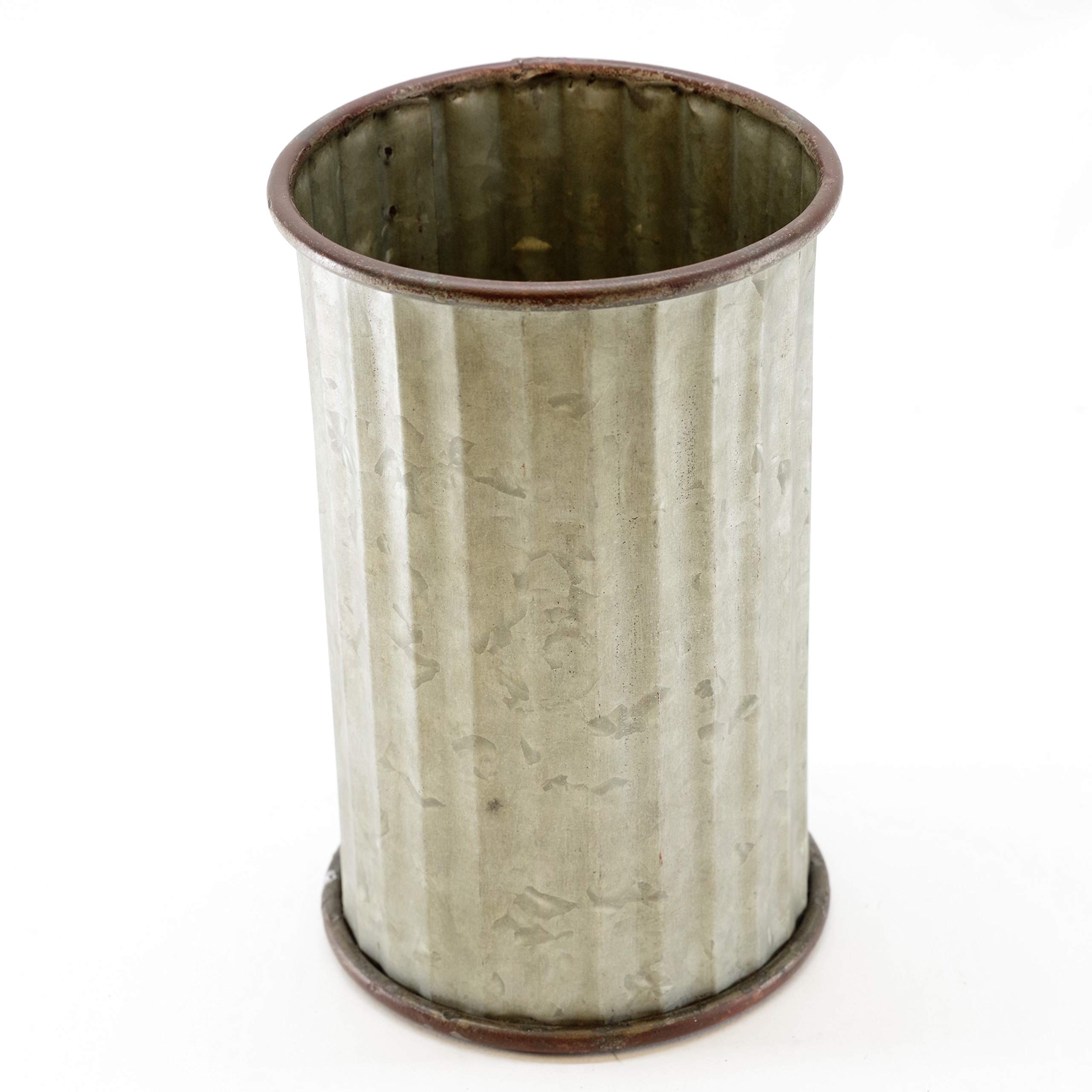 Medium Corrugated Galvanized Tin Can for Outdoor or Indoor - 8.25" tall - Great for Floral Display or Storage