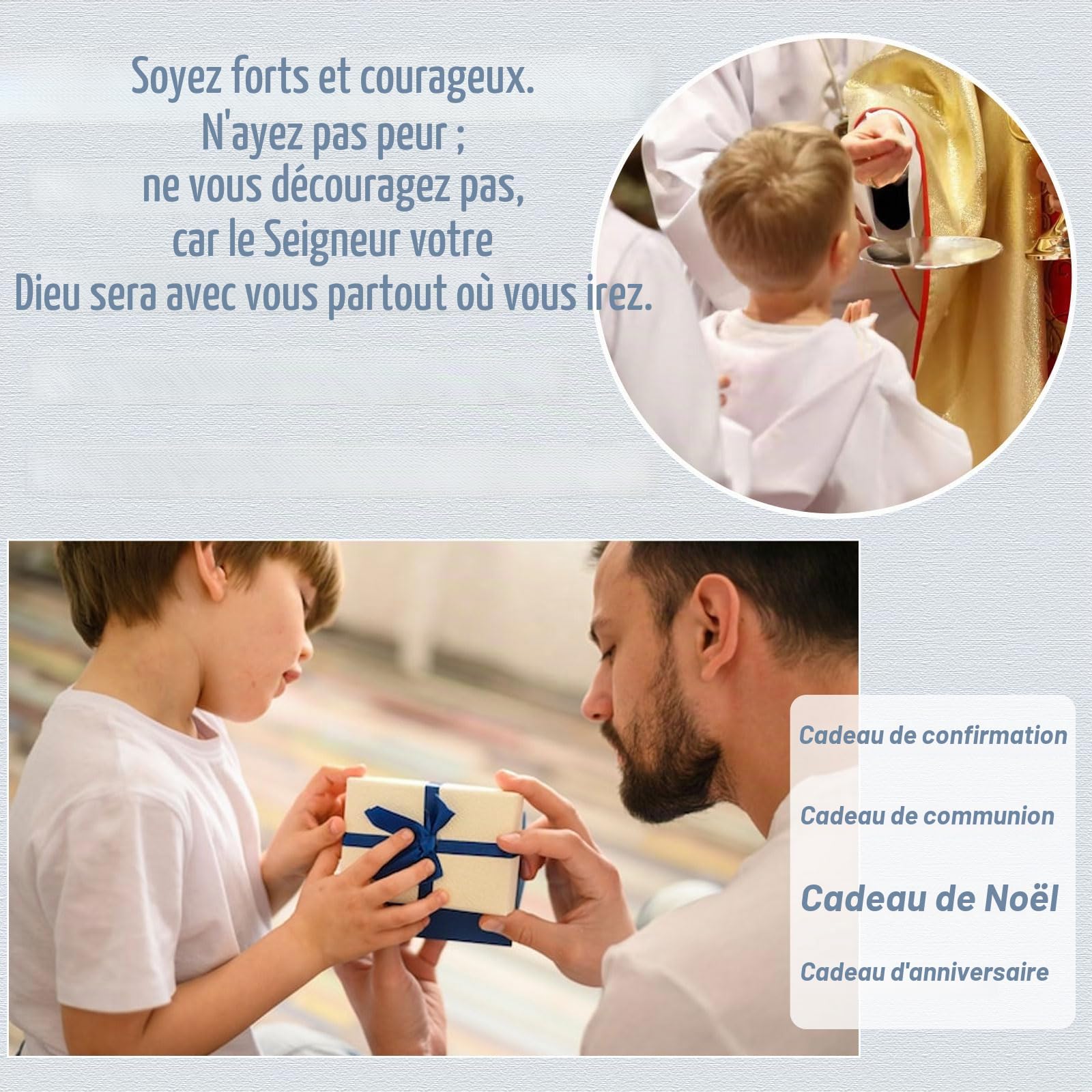 Cadeau de première communion, de confirmation pour garçons, bracelets en croix, cadeaux chrétiens pour homme, Saint-Valentin, Pâques, Noël, anniversaire, pour fils, petit-fils, filleul