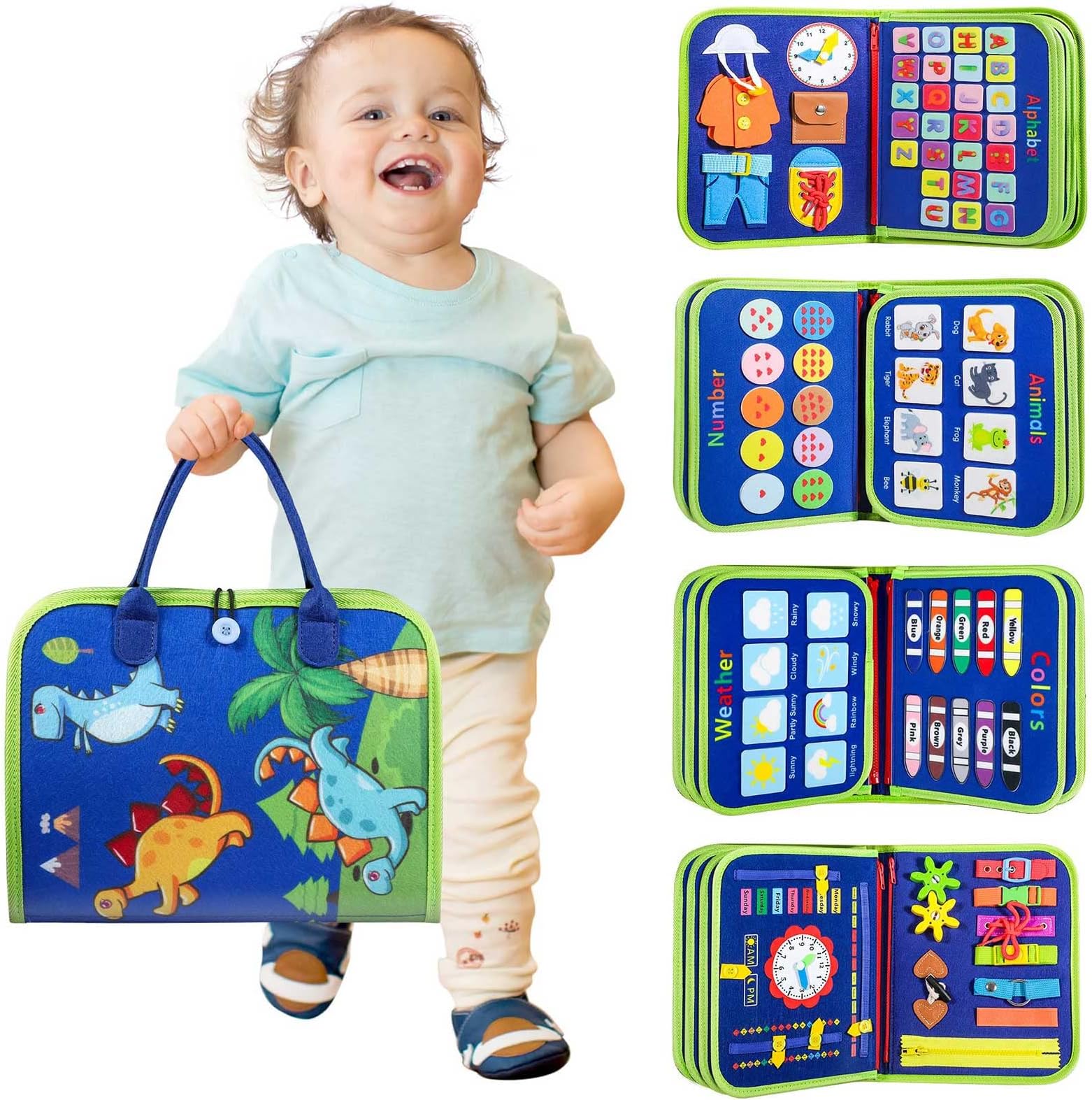 Winblo Toddler Busy Board - Montessori Toys for 1-3 Year Old Boys Girls Bithday Gift, Educational Learning Sensory Busy Book for Two Year Old Boys, Kids Ages 2-4 Activities Toy for Airplane Car Travel