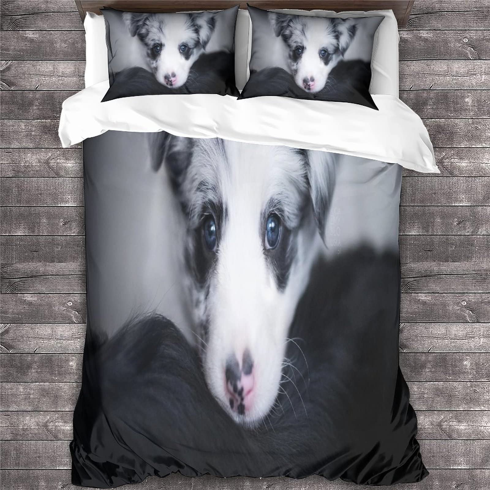 GEEYOU Border Collie Duvet Cover Traspirante Set Copripiumino Lavabile Pet Dog Bedding Set Per Ragazzi E Ragazze Biancheria Da Letto Calore Set Di Biancheria Da Letto King(220x240cm