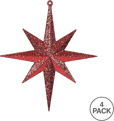 Vista 7 de Vickerman Adorno de Navidad de estrella de Belén con purpurina iridiscente de oro rosa de 8 pulgadas, 4 por caja