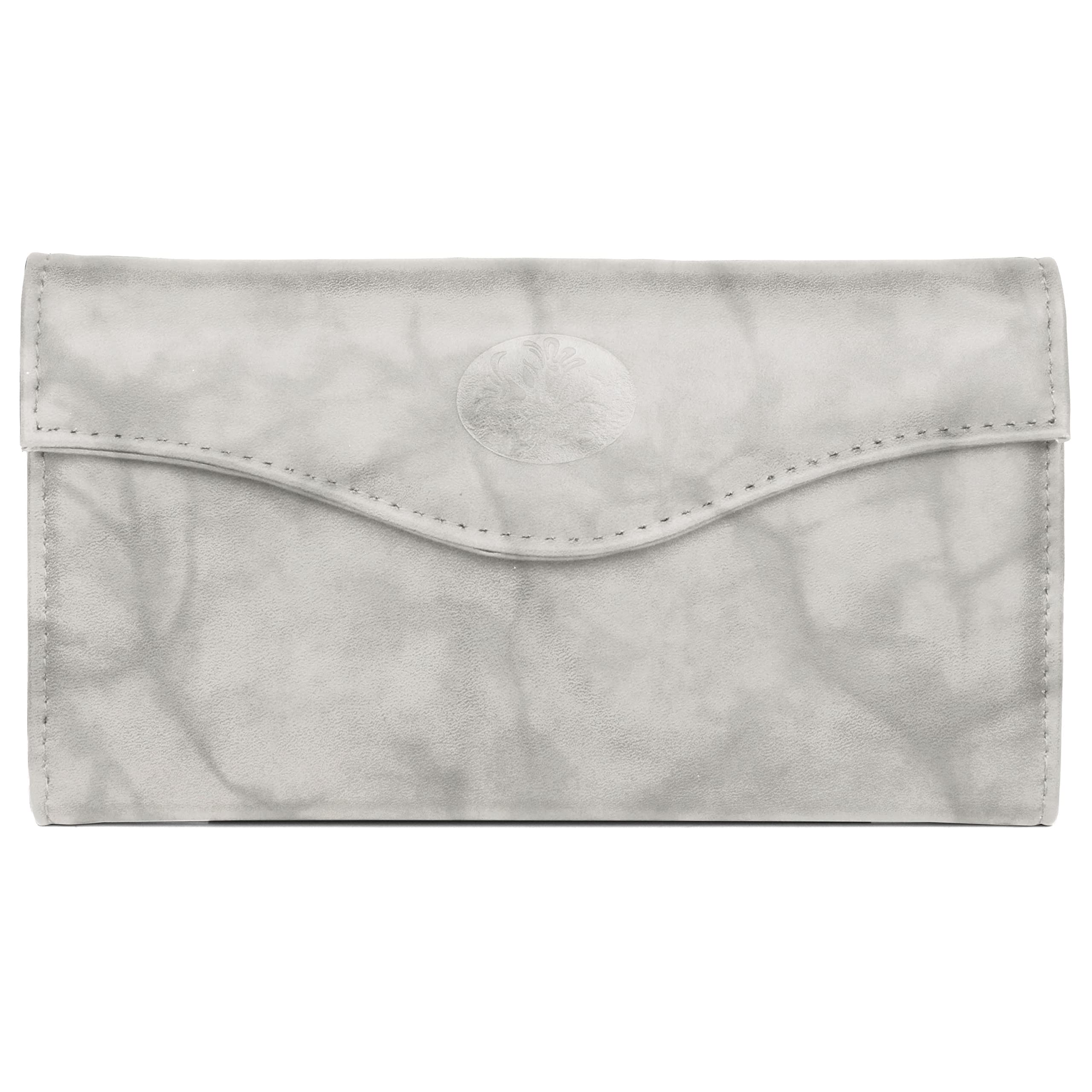 Julia Buxton Heiress Leather Organizer Clutch Handbag Wallet with RFID Blocking, Grey