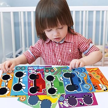 24 Sheets Cartoon Make a Face Stickers, Make Your Own DIY Stickers for Kids, Art Crafts Suitable for Birthday Party Supplies Gifts (Monster Truck)