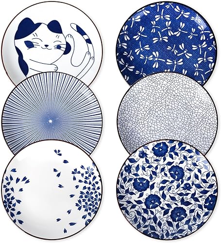 Miniatura 1 de Selamica Platos de cerámica para postre de 8 pulgadas, platos de aperitivo para servir aperitivos, pasta, aptos para microondas y lavavajillas,