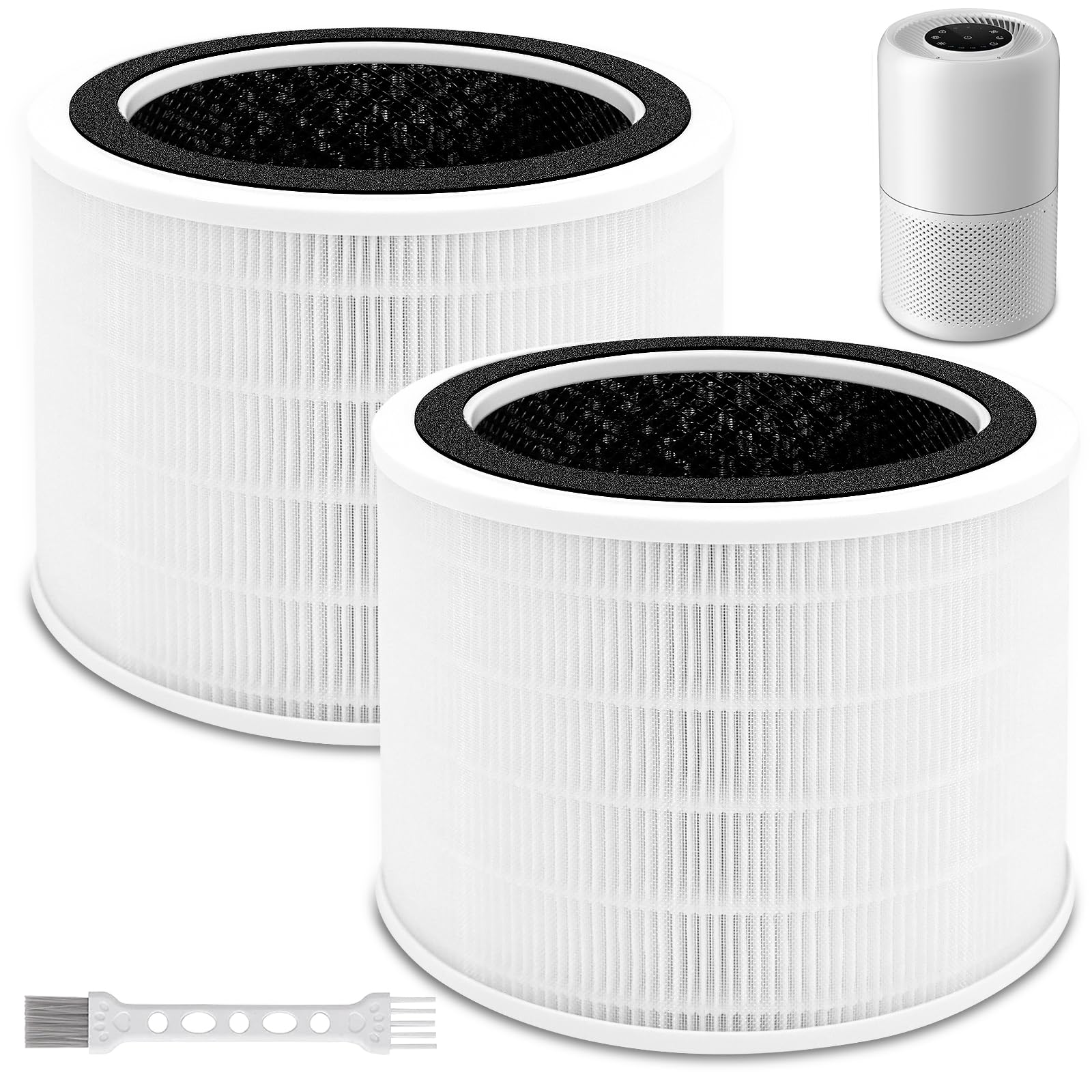 2 Stück Core 200S Filter, Ersatzfilter für LEVOIT Core 200S Luftreiniger 3-in-1 Aktivkohle Ersatz, Reinigt bis zu 99,98% Staub, Pollen, Allergene für Allergiker und Raucher, Core 200S-RF