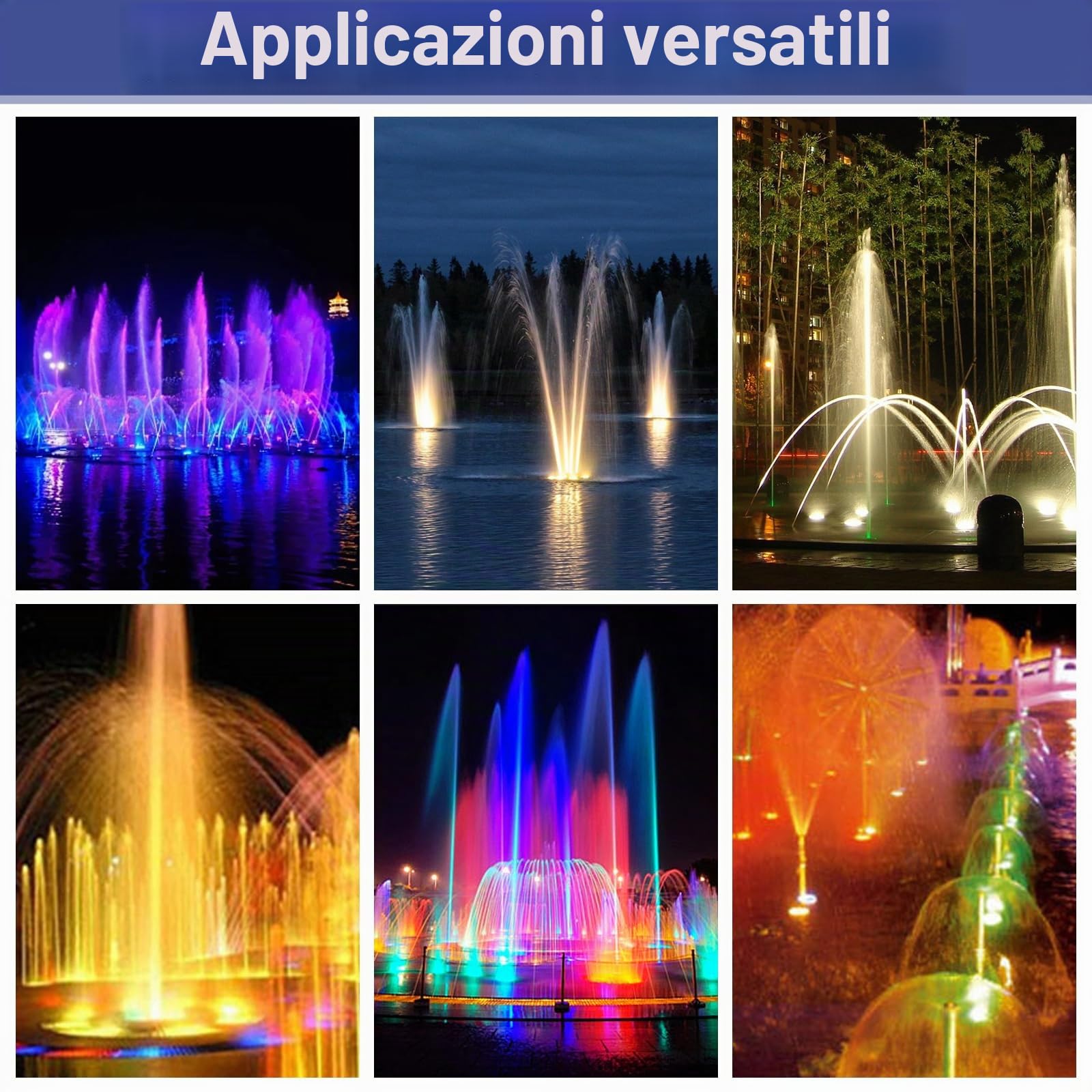 Tissting Faretti Subacquei LED RGB, Faretto Impermeabile 12V con Telecomando per Acquario, Laghetto, Piscina, Fontana in Alluminio Aerospaziale, Luce Regolabile 120° per Giardino, Cortile