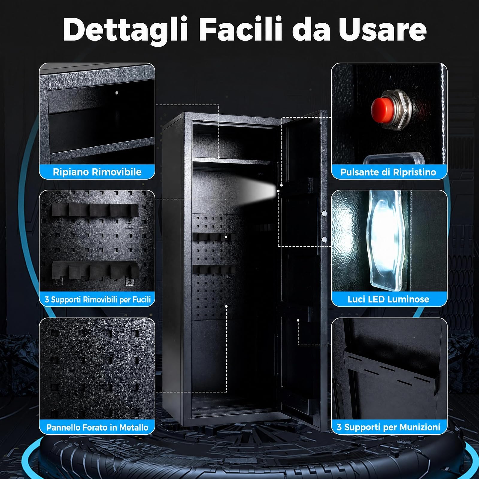 COSTWAY Armadio Porta 6 fucili in Acciaio con Serratura Elettronica