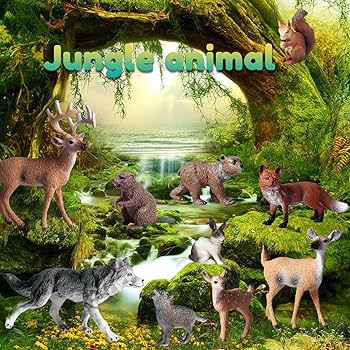 Amazon.co.jp: 森の動物のおもちゃフィギュア リアルな森の